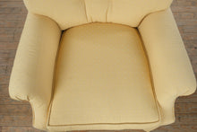 Load image into Gallery viewer, Yellow Upholstered Tufted Accent Armchair Skirted Base Traditional Lounge Chair