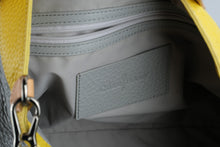 Load image into Gallery viewer, Cole Haan Leather Satchel Shoulder Bag Gray Yellow Tan Crossbody Large - Online Only
