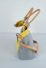 Load image into Gallery viewer, Cole Haan Leather Satchel Shoulder Bag Gray Yellow Tan Crossbody Large - Online Only