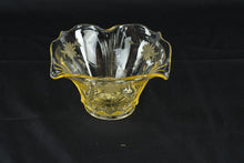 Load image into Gallery viewer, Vintage Lancaster Glass Topaz Cable Bowl Etched Pauline Floral 7 Inch