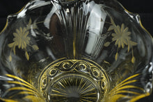 Load image into Gallery viewer, Vintage Lancaster Glass Topaz Cable Bowl Etched Pauline Floral 7 Inch
