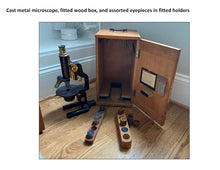 Load image into Gallery viewer, Antique R Winkel Gottingen German Brass Microscope No 19332 with Wood Case