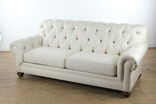 Load image into Gallery viewer, Ethan Allen Chadwick Chesterfield Sofa Cream Upholstery Tufted Back