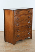 Load image into Gallery viewer, Vintage Solid Wood 5 Drawer Chest with Carved Hardware