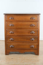 Load image into Gallery viewer, Vintage Solid Wood 5 Drawer Chest with Carved Hardware