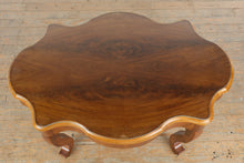 Load image into Gallery viewer, Antique Scalloped Coffee Table with Glass Top