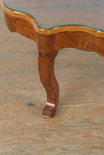 Load image into Gallery viewer, Antique Scalloped Coffee Table with Glass Top