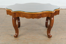 Load image into Gallery viewer, Antique Scalloped Coffee Table with Glass Top
