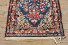 Load image into Gallery viewer, Antique Persian Style Runner Rug 26x72 Blue Red Floral Medallion
