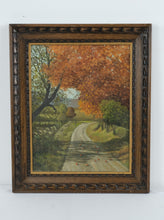 Load image into Gallery viewer, 1981 Original Oil Painting Autumn Landscape AW Mitchell Framed Road Scene