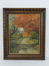 Load image into Gallery viewer, 1981 Original Oil Painting Autumn Landscape AW Mitchell Framed Road Scene