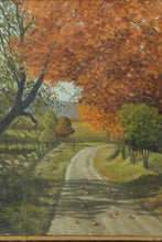 Load image into Gallery viewer, 1981 Original Oil Painting Autumn Landscape AW Mitchell Framed Road Scene