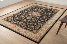 Load image into Gallery viewer, Dalyn Estates Area Rug Black Floral Medallion Ivory Border 8x11
