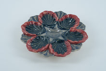 Load image into Gallery viewer, Vintage French Majolica-Style Oyster Plate – Rosy Plum & Navy Glaze – 9.5" Round