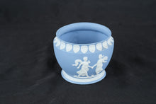 Load image into Gallery viewer, Jasperware Style Blue White Relief Planter Bowl Classical Cherub Cachepot 5 Inch