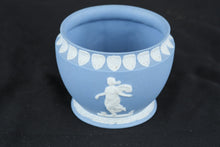 Load image into Gallery viewer, Jasperware Style Blue White Relief Planter Bowl Classical Cherub Cachepot 5 Inch