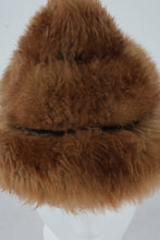 Load image into Gallery viewer, Vintage 1960s Brown Shearling Fur Hat with Lined Interior – Classic Winter Style