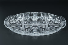 Load image into Gallery viewer, Vintage Crystal Divided Serving Dish with Handles – Elegant Cut Glass Relish Tray