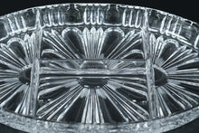 Load image into Gallery viewer, Vintage Crystal Divided Serving Dish with Handles – Elegant Cut Glass Relish Tray
