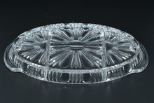 Load image into Gallery viewer, Vintage Crystal Divided Serving Dish with Handles – Elegant Cut Glass Relish Tray