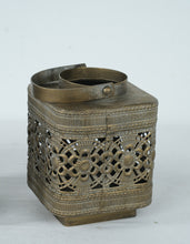 Load image into Gallery viewer, Vintage Brass Pierced Lantern Candle Holders Pair Floral Filigree Square