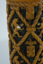 Load image into Gallery viewer, Mid-Century European-Style Sculpted Wax Candles on Japanese Cast Iron Holders – Vintage Pair (13.5")