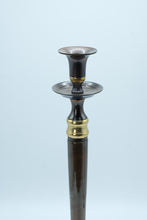 Load image into Gallery viewer, Tall Polished Metal Candlestick Holder with Brass Accents