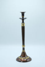 Load image into Gallery viewer, Tall Polished Metal Candlestick Holder with Brass Accents