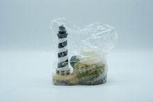 Load image into Gallery viewer, Cape Hatteras Lighthouse Candle Holder Figurine – Coastal Nautical Decor, Hand-Painted Resin