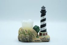 Load image into Gallery viewer, Cape Hatteras Lighthouse Candle Holder Figurine – Coastal Nautical Decor, Hand-Painted Resin