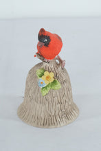 Load image into Gallery viewer, Towle Fine Bone China Cardinal Bell • Hand-Painted Woodland Bell with Flowers • 4.25" Collectible Bird Figurine