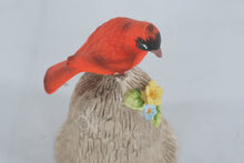 Load image into Gallery viewer, Towle Fine Bone China Cardinal Bell • Hand-Painted Woodland Bell with Flowers • 4.25" Collectible Bird Figurine