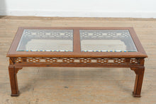 Load image into Gallery viewer, Chinese Chippendale Style Wood Coffee Table with Glass Top
