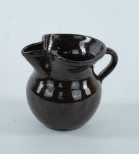 Load image into Gallery viewer, Vintage Handmade Stoneware Creamer – Dark Brown Glaze, Rustic Pottery Pitcher