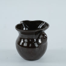 Load image into Gallery viewer, Vintage Handmade Stoneware Creamer – Dark Brown Glaze, Rustic Pottery Pitcher