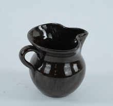 Load image into Gallery viewer, Vintage Handmade Stoneware Creamer – Dark Brown Glaze, Rustic Pottery Pitcher