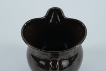 Load image into Gallery viewer, Vintage Handmade Stoneware Creamer – Dark Brown Glaze, Rustic Pottery Pitcher