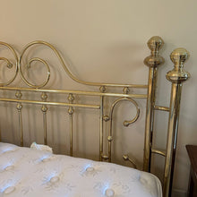 Load image into Gallery viewer, Wesley Allen King Size Brass Metal Bed Frame Traditional Scroll Headboard