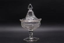 Load image into Gallery viewer, Jeannette Glass Grape and Leaf Covered Pedestal Compote Clear Vintage