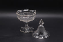 Load image into Gallery viewer, Jeannette Glass Grape and Leaf Covered Pedestal Compote Clear Vintage