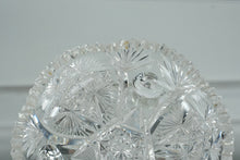 Load image into Gallery viewer, Antique American Brilliant Cut Glass Bowl on Three Feet – Star & Fan Pattern