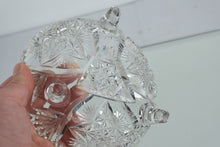 Load image into Gallery viewer, Antique American Brilliant Cut Glass Bowl on Three Feet – Star & Fan Pattern