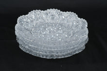 Load image into Gallery viewer, Antique EAPG Berry Plates Set of 4 Clear Pressed Glass Hobstar Fan Pattern 7 Inch