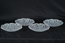 Load image into Gallery viewer, Antique EAPG Berry Plates Set of 4 Clear Pressed Glass Hobstar Fan Pattern 7 Inch