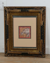 Load image into Gallery viewer, Elephant Portrait Framed Wall Art Ornate Gold Black Frame Mirrored Border 25x20