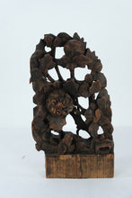 Load image into Gallery viewer, Antique Chinese Openwork Wood Carving – Scholar’s Desk Screen or Altar Panel with Floral Motifs (15” Tall)