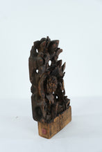 Load image into Gallery viewer, Antique Chinese Openwork Wood Carving – Scholar’s Desk Screen or Altar Panel with Floral Motifs (15” Tall)