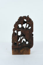 Load image into Gallery viewer, Antique Chinese Openwork Wood Carving – Scholar’s Desk Screen or Altar Panel with Floral Motifs (15” Tall)
