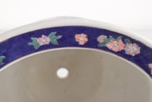 Load image into Gallery viewer, Blue Floral Planter with Plate