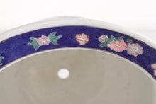 Load image into Gallery viewer, Blue Floral Planter with Plate